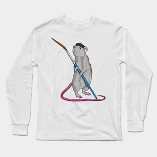Rat as Painter with Paint brush Long Sleeve T-Shirt